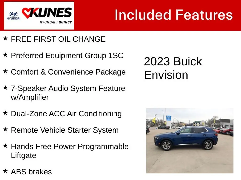 Used 2023 Buick Envision Preferred with VIN LRBAZLR49PD013834 for sale in Quincy, IL