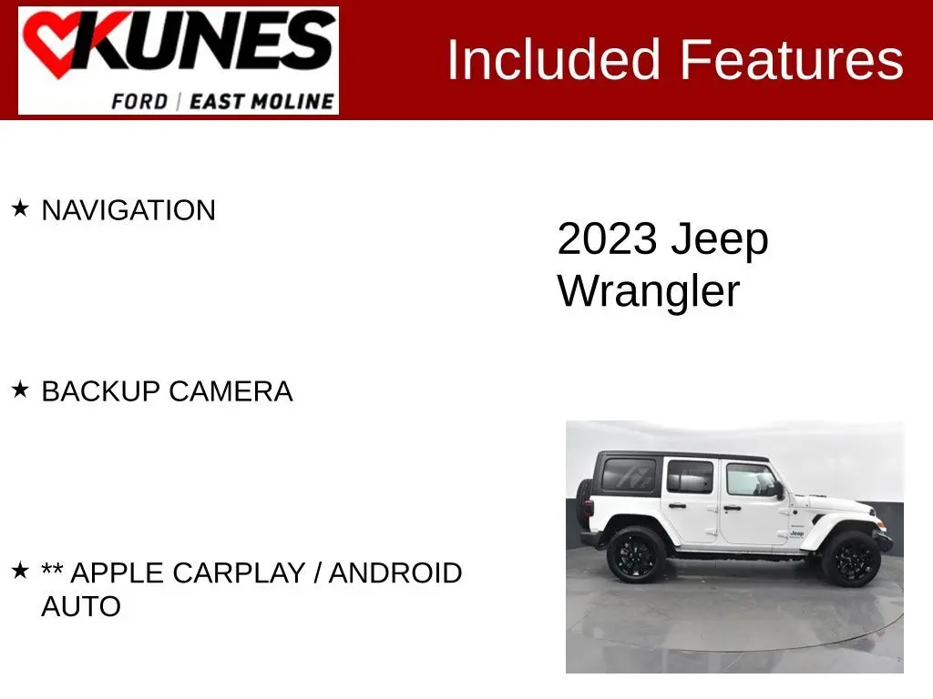 Used 2023 Jeep Wrangler 4xe Sahara 4XE with VIN 1C4JJXP67PW641299 for sale in East Moline, IL