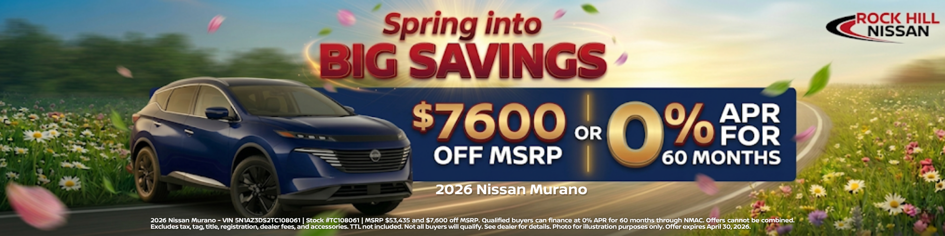 Rock Hill Nissan April Incentive