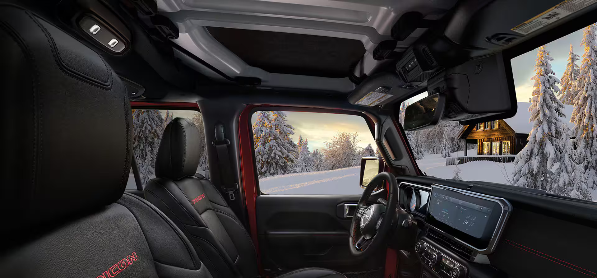 The interior of a jeep gladiator.