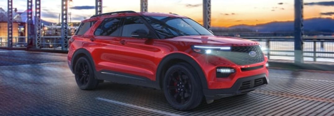 Red 2024 Ford Explorer ST on a Bridge