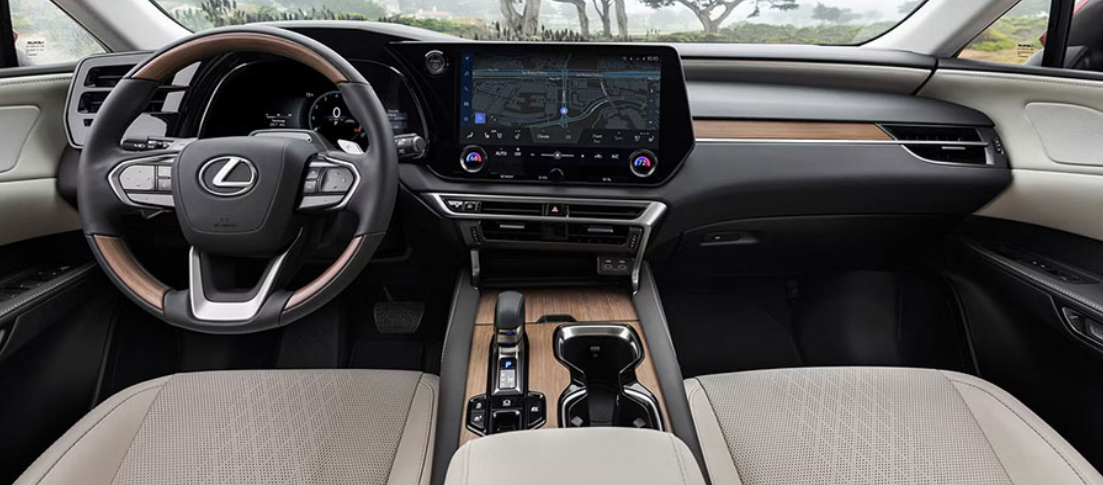 The interior of the dashboard of the new 2026 Lexus RX.