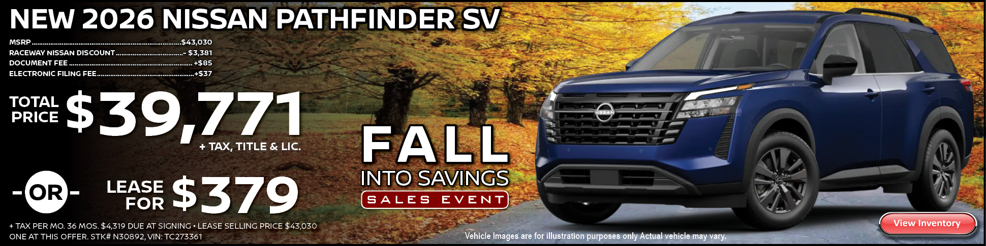 New 2026 Nissan Pathfinder Lease Offer
