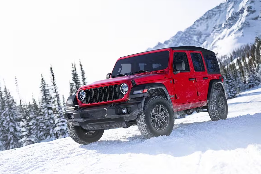 2026 Jeep Wrangler Exterior Driver Side Front Profile in Winter
