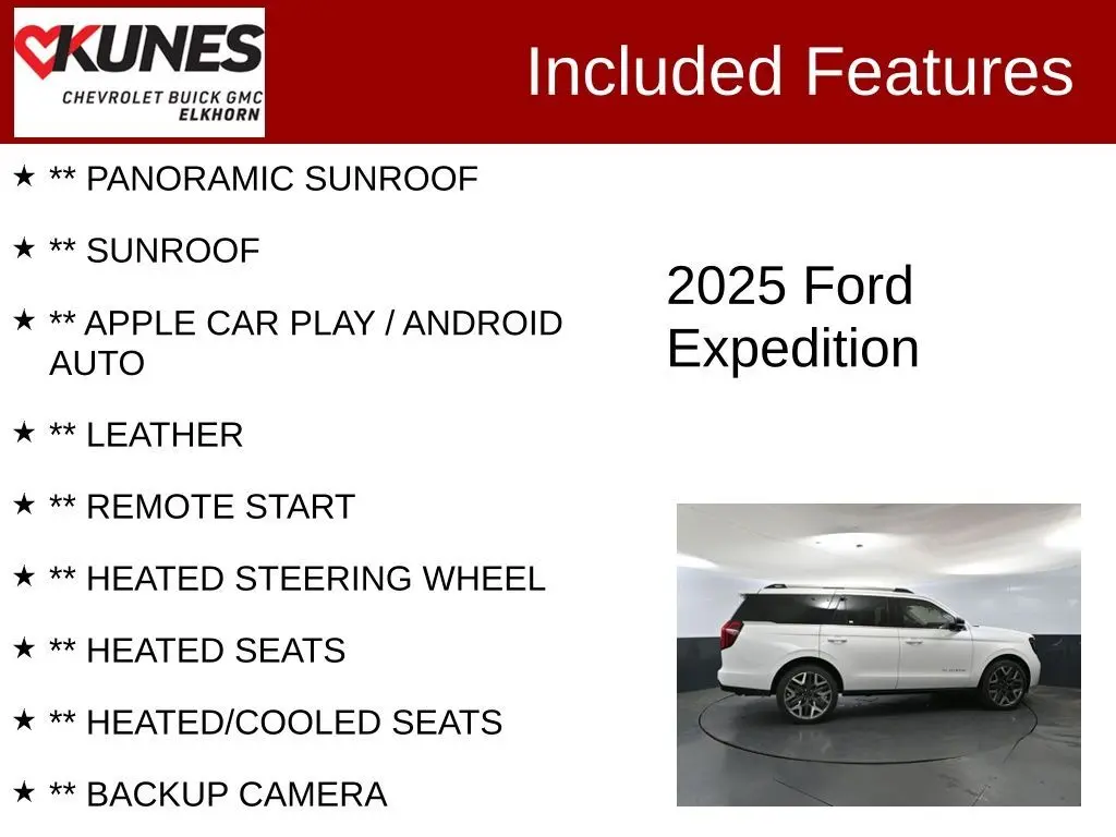 Used 2025 Ford Expedition Platinum with VIN 1FMJU1MG9SEA14857 for sale in Elkhorn, WI
