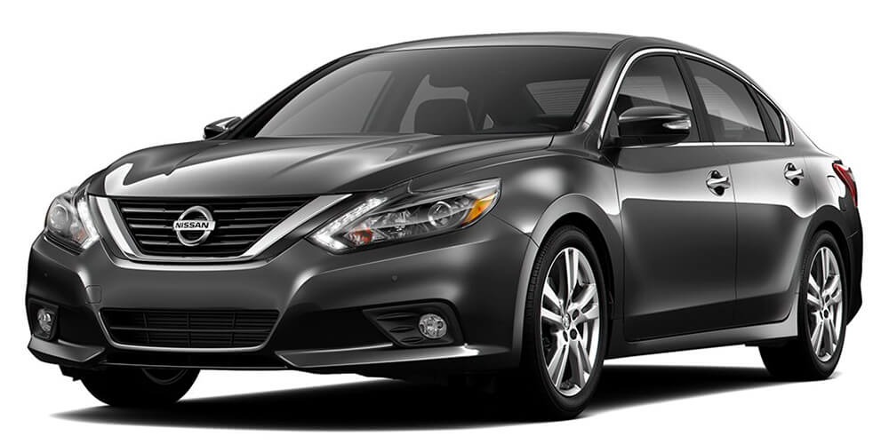 2017 Nissan Altima sedan in Gun Metallic, front three-quarter view