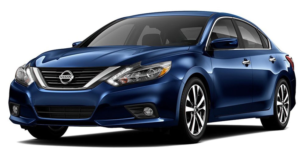 2017 Nissan Altima sedan in Deep Blue Pearl, front three-quarter view