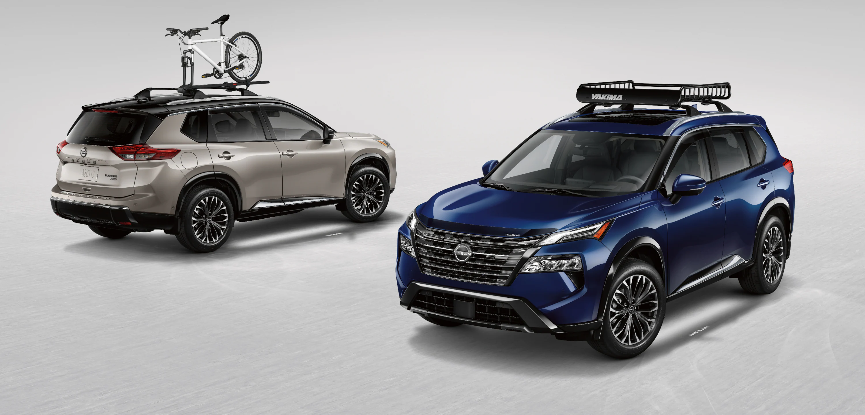 Homepage section showing Nissan SUVs equipped with roof racks and accessories, promoting genuine Nissan accessories and inviting customers to shop accessories to customize and protect their vehicle.