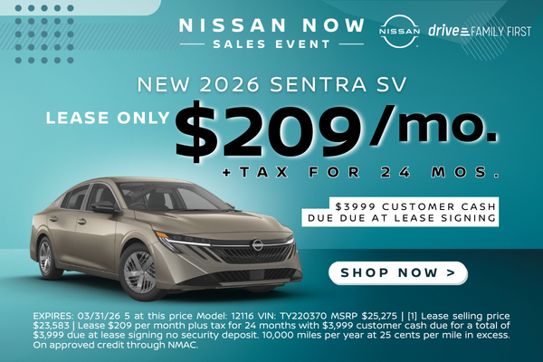2026 Sentra SV $259 /mo Lease Offer 