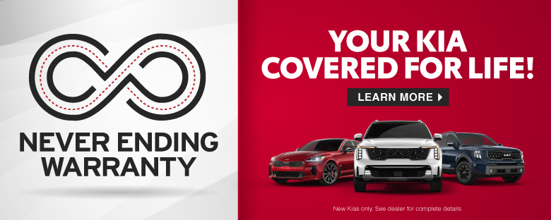 Kia warranty promo banner covered for life