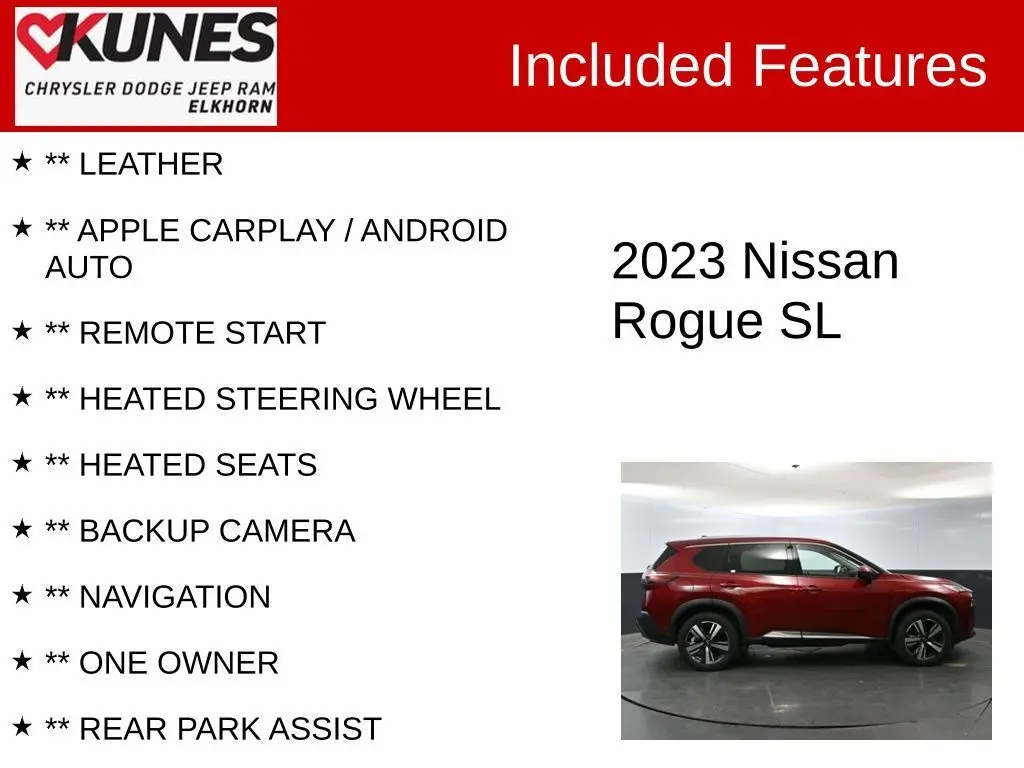 Used 2023 Nissan Rogue SL with VIN 5N1BT3CB4PC808855 for sale in Elkhorn, WI