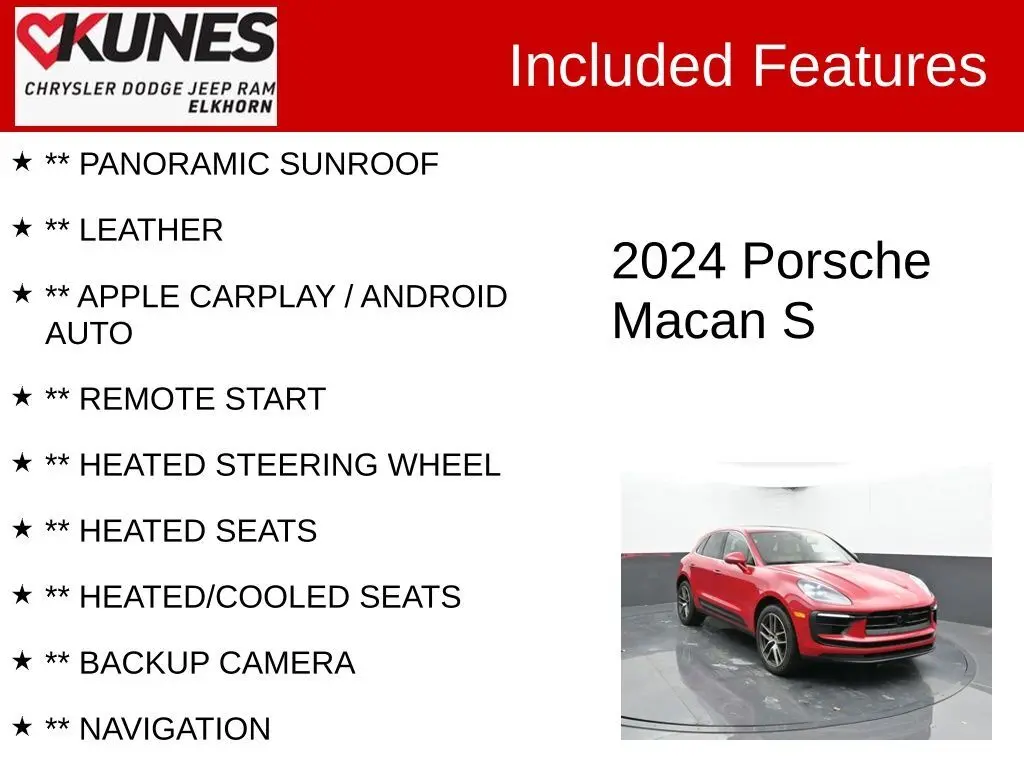 Used 2024 Porsche Macan S with VIN WP1AG2A58RLB37283 for sale in Elkhorn, WI