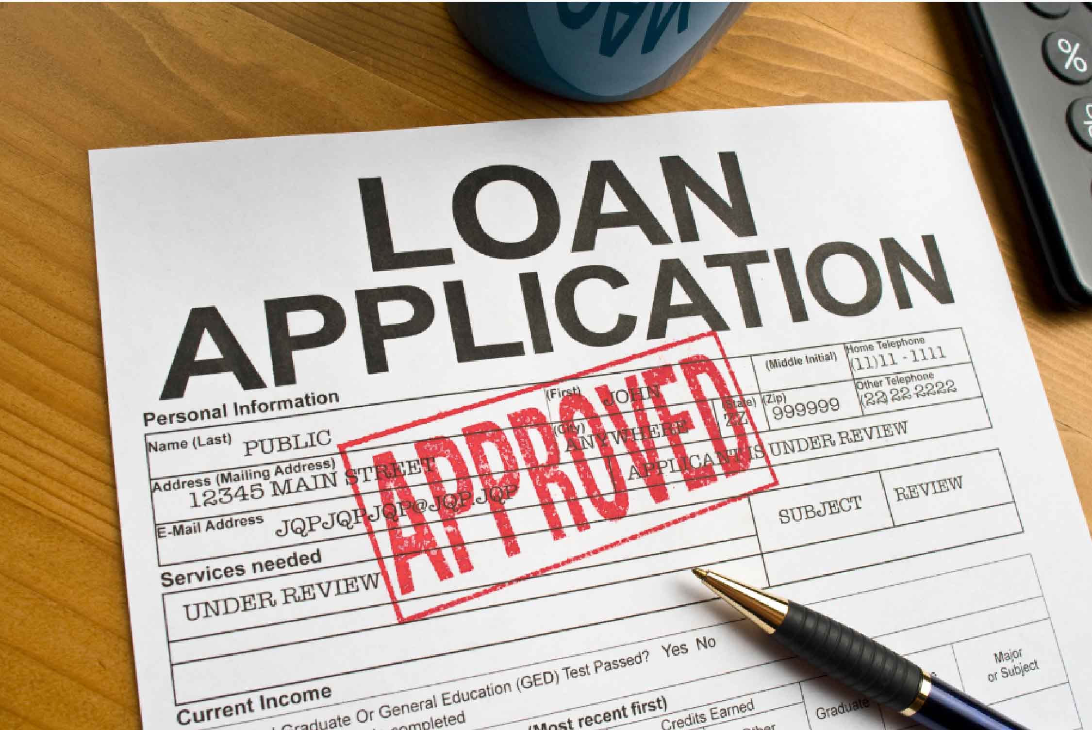 Image of a loan application that was approved.