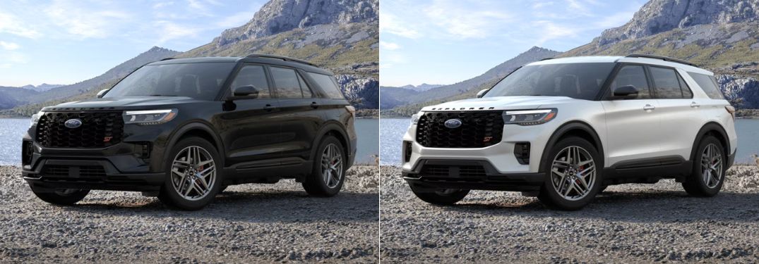 Agate Black Metallic and Star White Metallic 2025 Ford Explorer Models