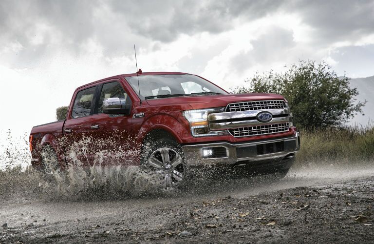 side view of a red 2020 Ford F-150