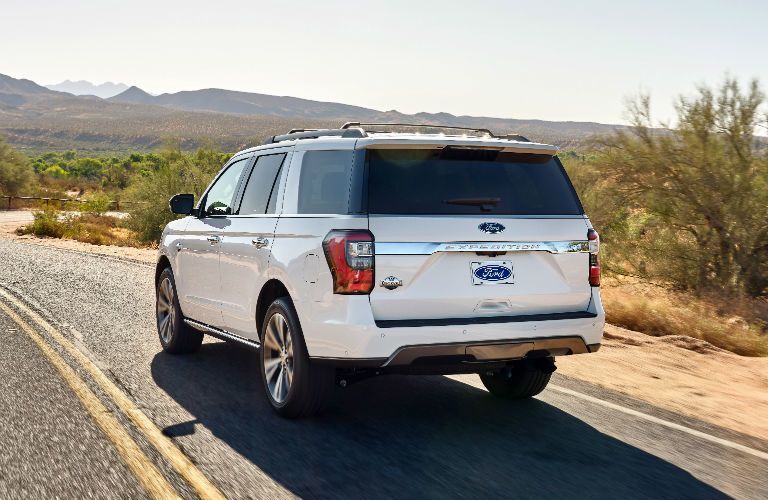 rear view of a white 2021 Ford Expedition King Ranch