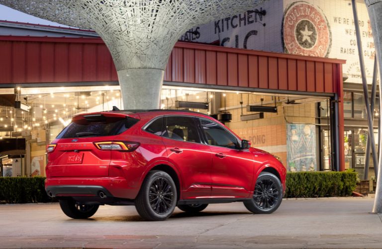 Red 2023 Ford Escape ST-Line Rear Exterior on a City Street