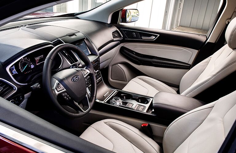 side view of the front interior of a 2019 Ford Edge ST