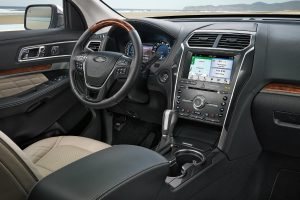 2018 Ford Explorer driver dash infotainment system and front passenger space