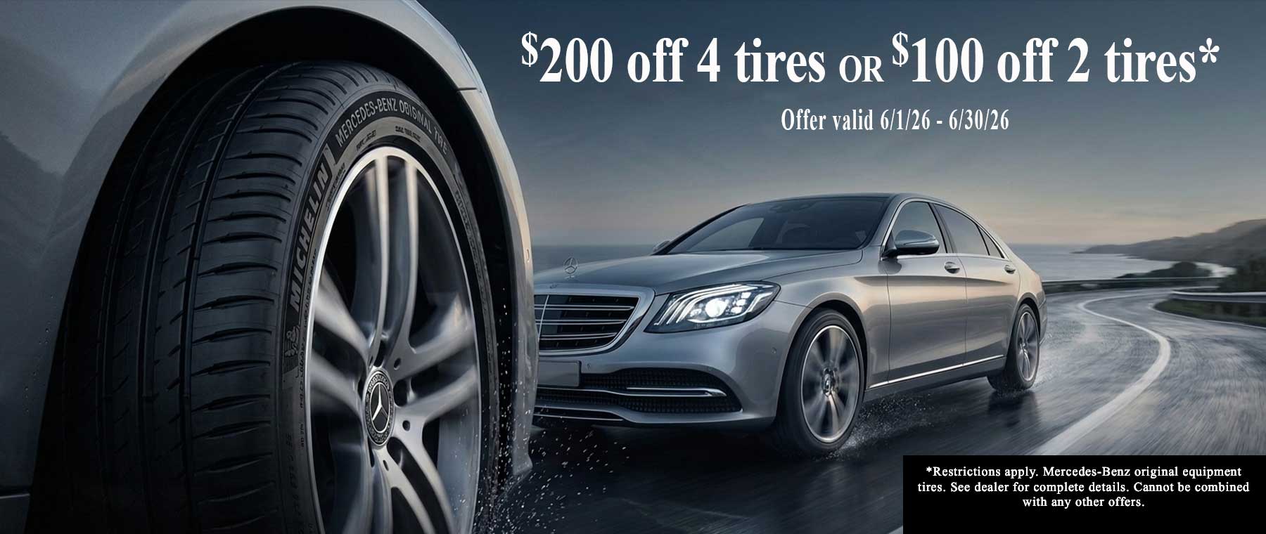 $100 off 4 tires, Mercedes-Benz tires offer Reading, PA