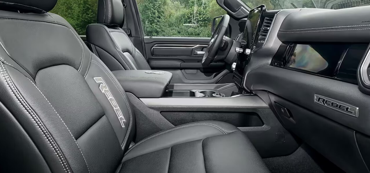 The interior design of a ram truck.