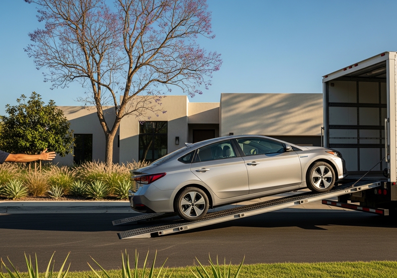 Car delivery to a customer's home in California