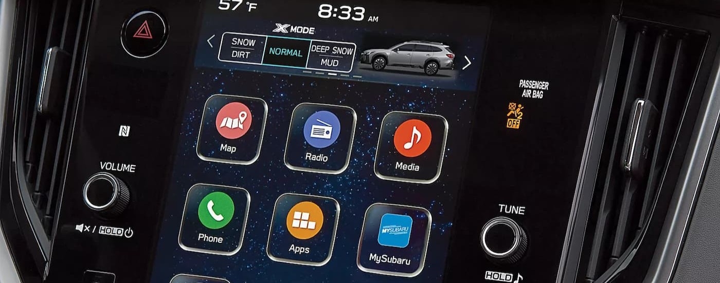 Close-up of the infotainment screen in a 2026 Subaru Outback