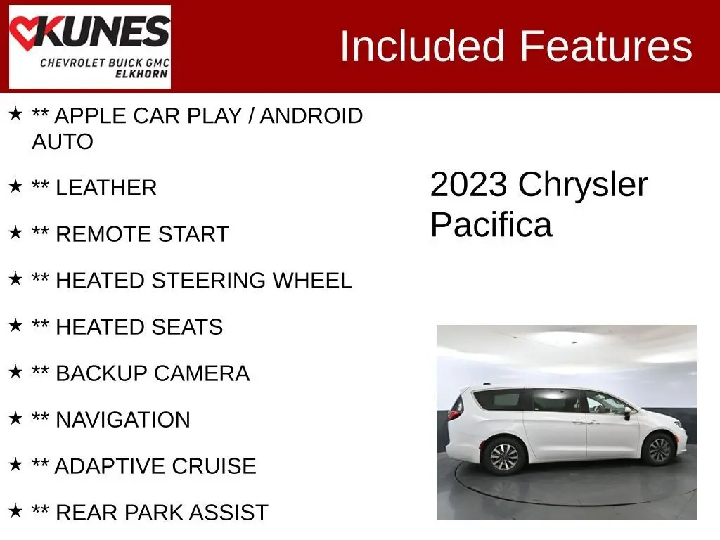 Used 2023 Chrysler Pacifica Hybrid Touring L with VIN 2C4RC1L71PR618392 for sale in Elkhorn, WI