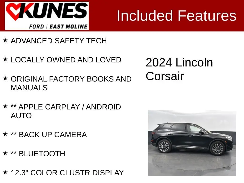 Used 2024 Lincoln Corsair Reserve with VIN 5LMCJ2DA8RUL13952 for sale in East Moline, IL