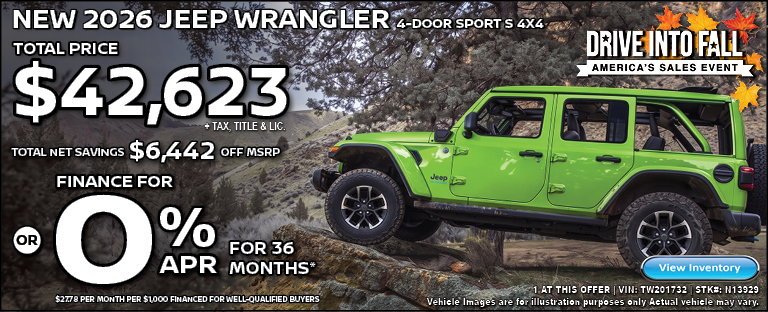 new 2026 Jeep WRANGLER 4-DOOR sport s 4X4