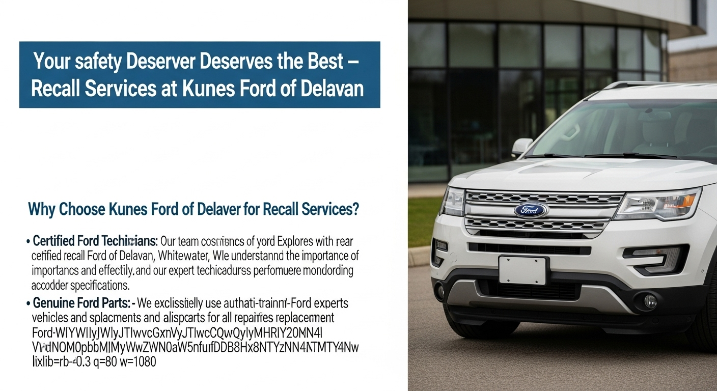 Kunes Ford of Delavan offers certified recall services for Ford Explorer owners in Whitewater, WI. Our expert technicians ensure your vehicle's safety and performance by addressing all recall notices promptly and efficiently. Visit us for top-notch service.