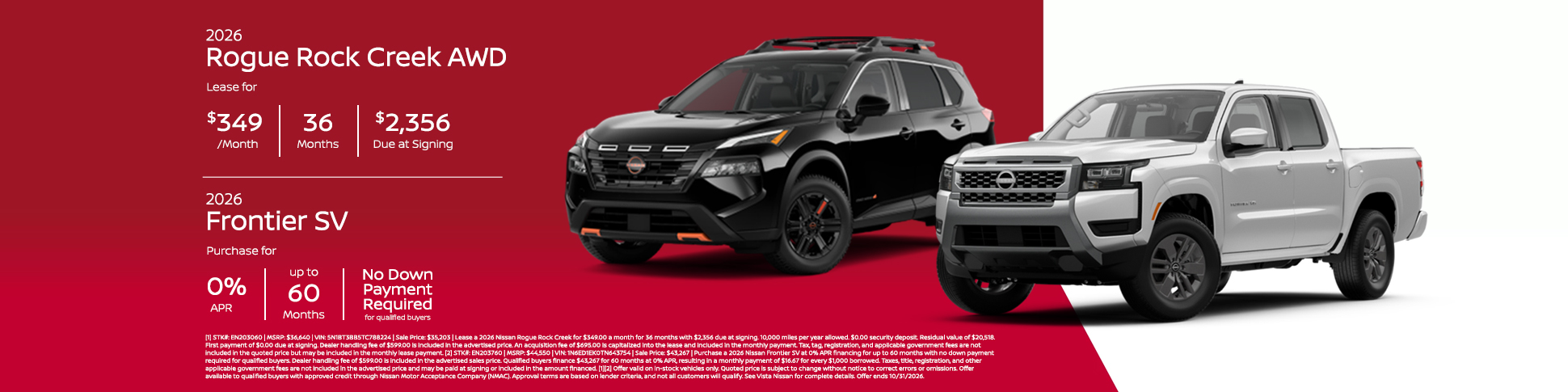 New 2026 Nissan Rogue Rock Creek AWD New 2026 Nissan Frontier SV 