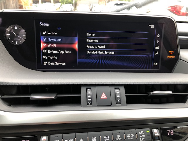 Wi-Fi settings under SETUP in the 2019 Lexus ES