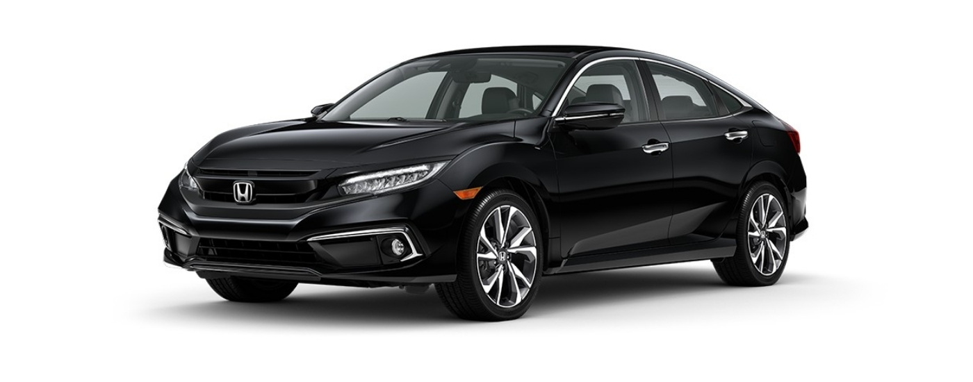 Black 2020 Honda Civic Touring Sedan angled left