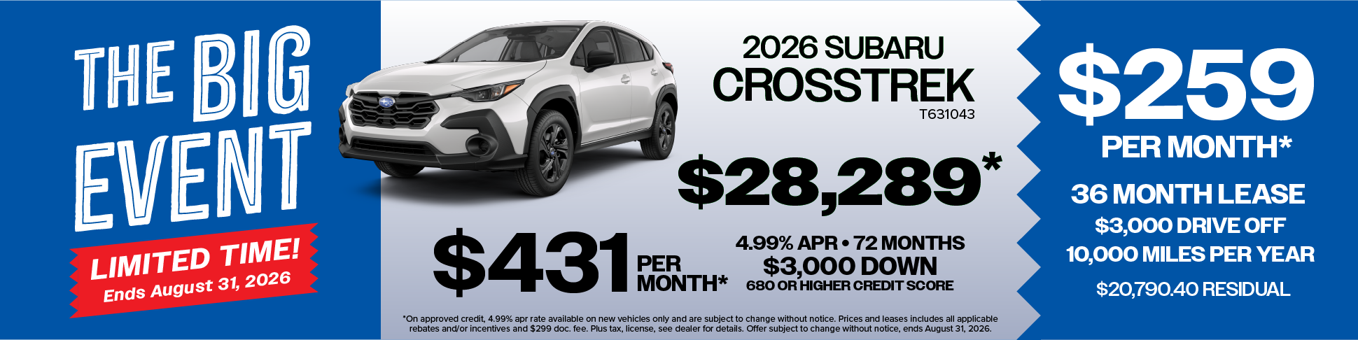2026 Subaru Crosstrek on sale