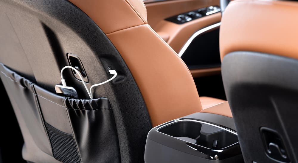 Rear seat pocket and charging port in a 2025 Kia Telluride X-Pro