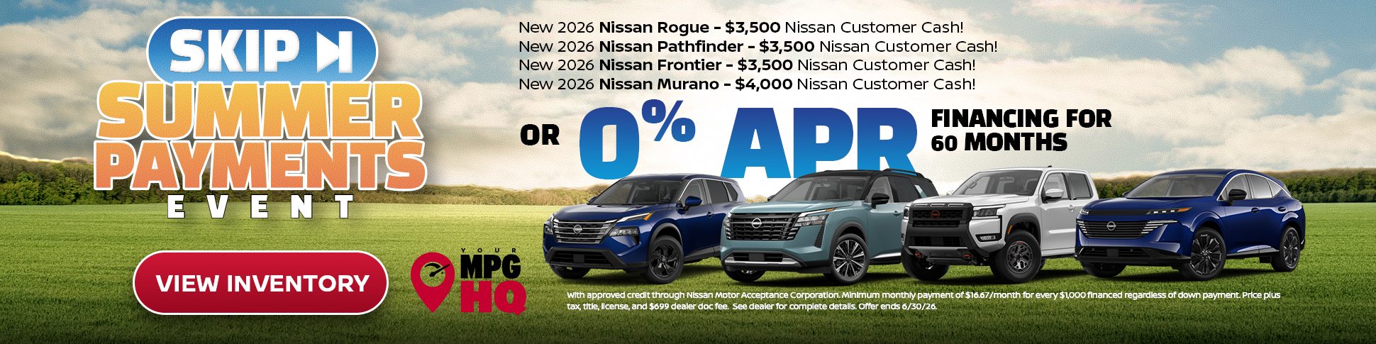 0% APR on New Nissan Models