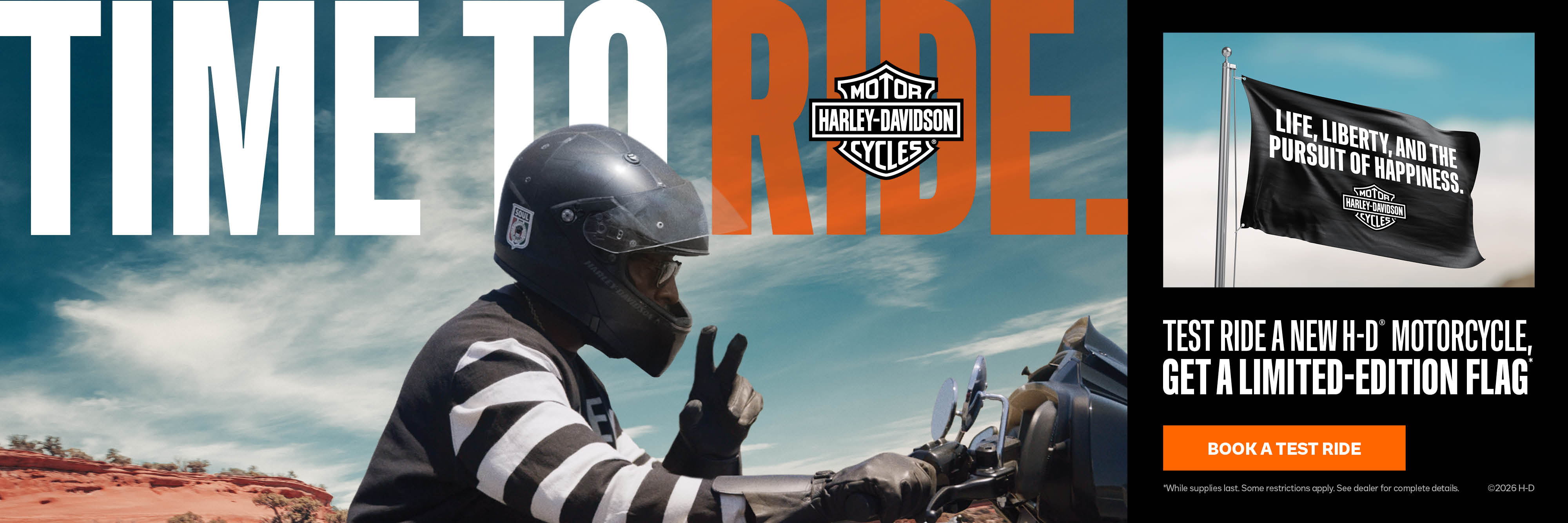 Test ride a new H-Davidson motorcycle, Get a Limited-Edition Flag