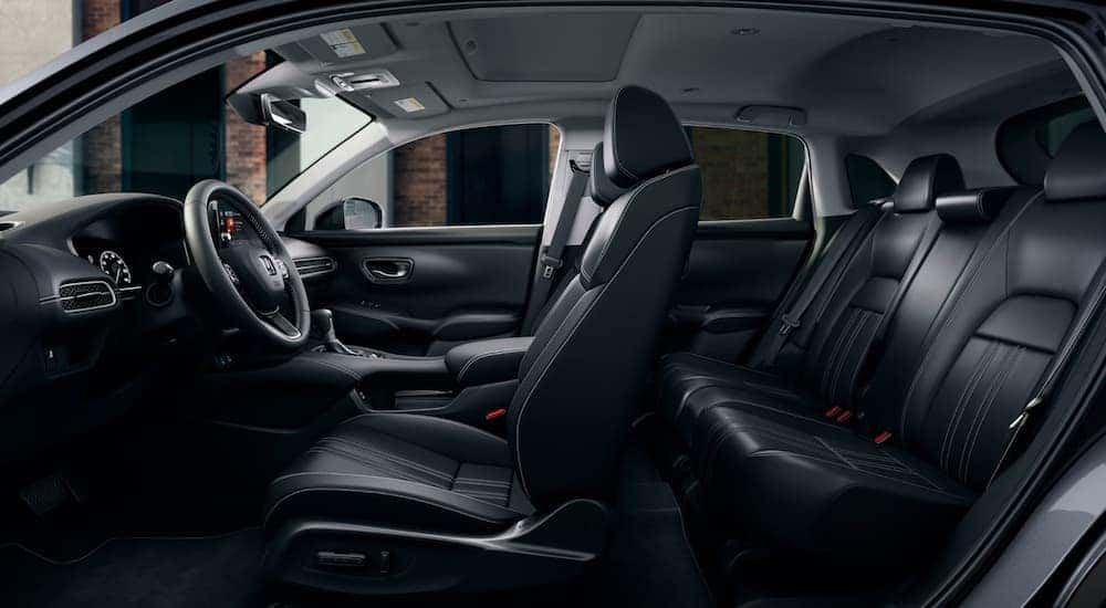 Black leather interior of a 2026 Honda HR-V