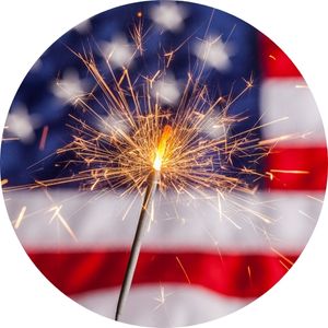 Sparkler in Front of American Flag