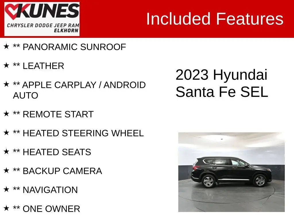 Used 2023 Hyundai Santa Fe SEL with VIN 5NMS34AJ4PH513972 for sale in Elkhorn, WI