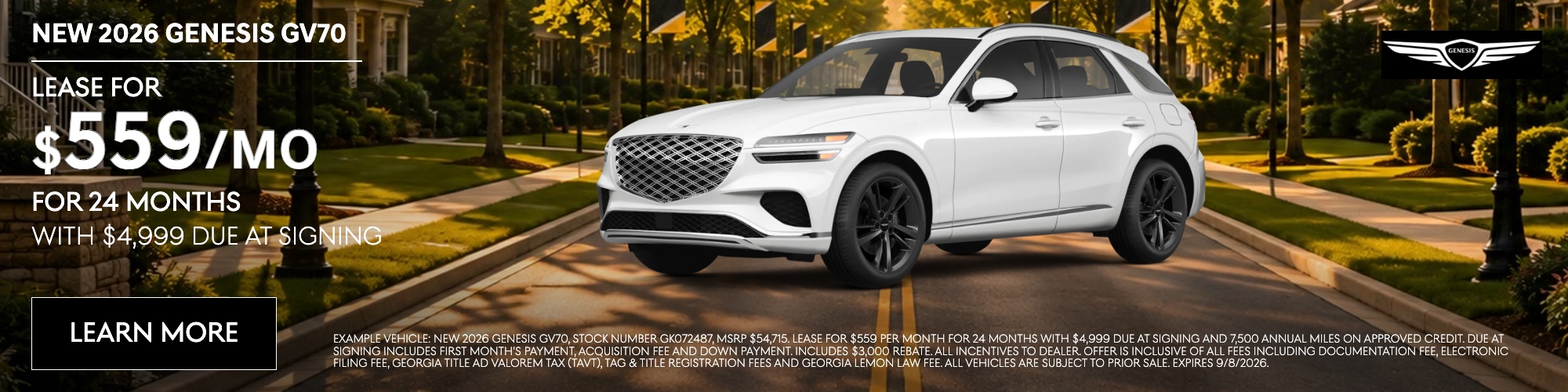 New 2026 Genesis G70 Lease