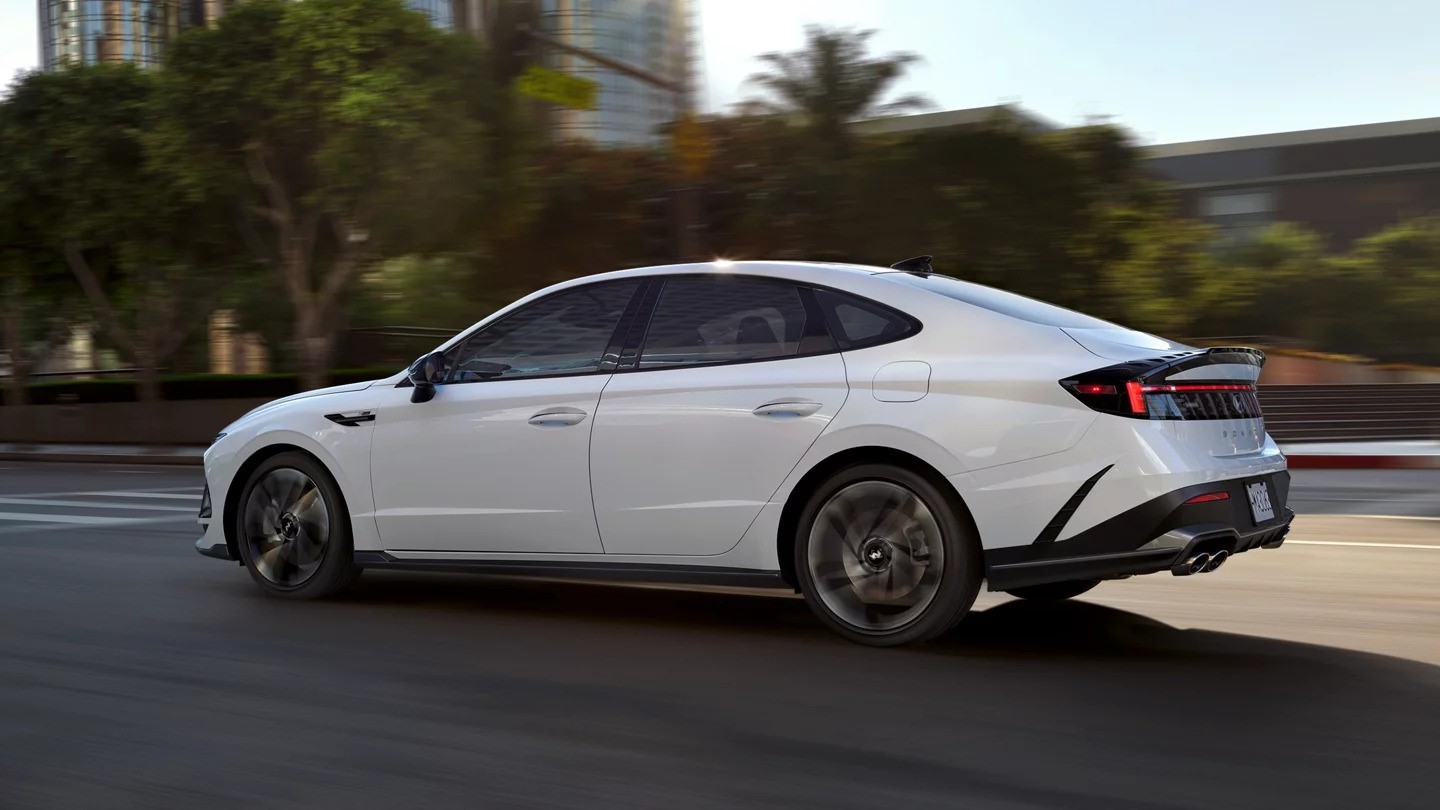 A white car on the road.