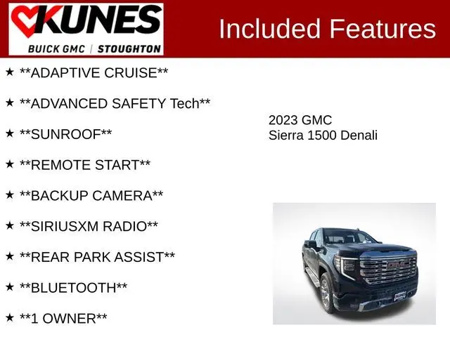Used 2023 GMC Sierra 1500 Denali with VIN 3GTUUGE82PG105450 for sale in Stoughton, WI