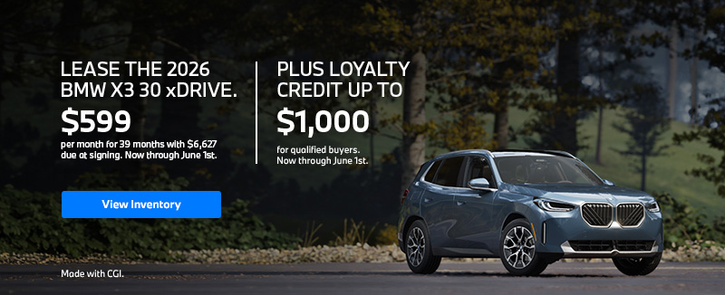 2026 X3 lease starting at $599 per month for 39 months