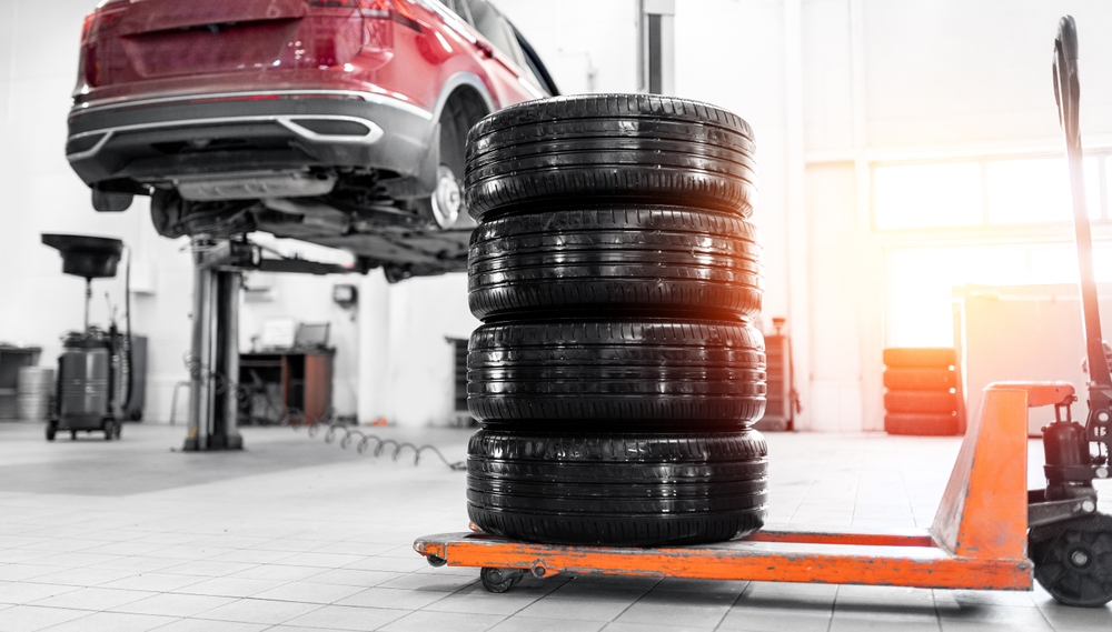 4 Tires stacked on top of each other