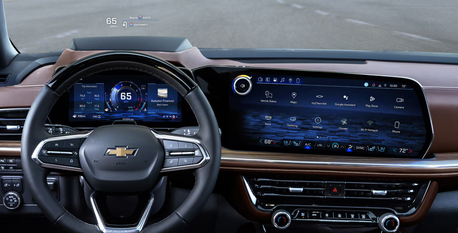 The front display screen in a suburban.