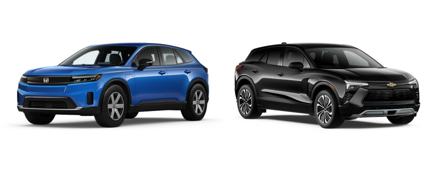 Blue 2025 Honda Prologue EX vs black 2025 Chevy Blazer EV LT
