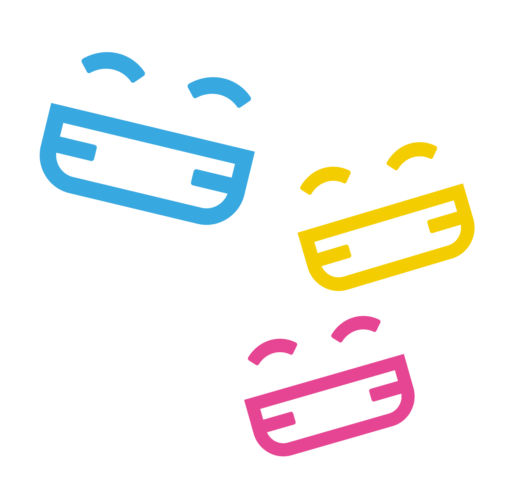 Blue, Yellow, and Pink Smile Emoticons