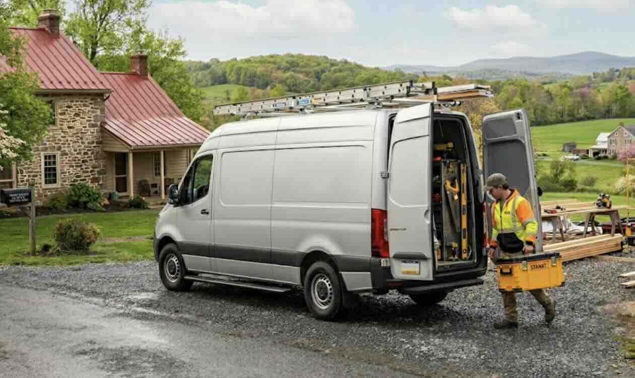 working on job site in Berks County with a Mercedes-Benz Sprinter van near me in Reading, PA